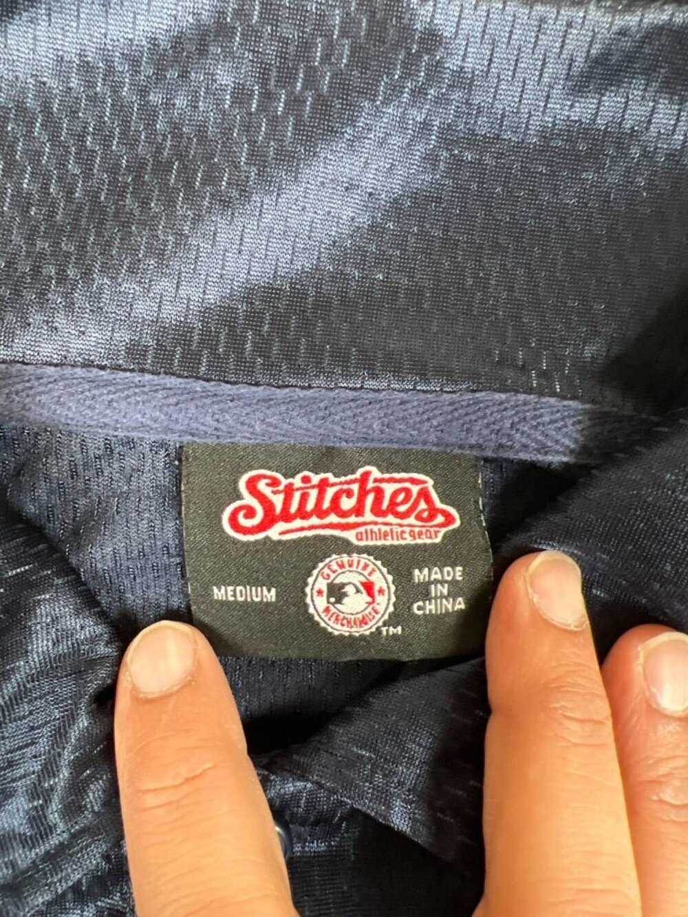 New York Yankees Men Medium Navy Blue Mesh Polo Shirt Stitches MLB Baseball - Picture 3 of 7